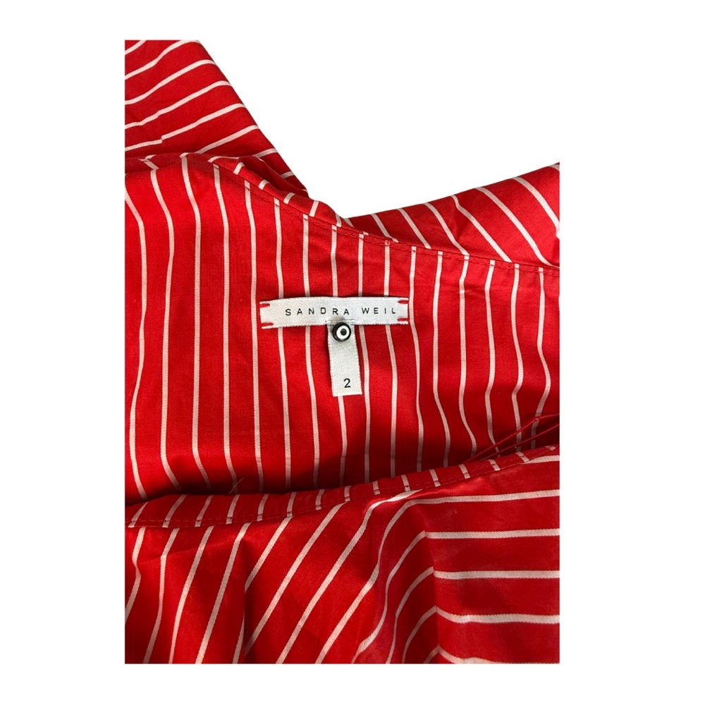 Sandra Weil Red Striped Ruffle Blouse - Picture 4 of 4